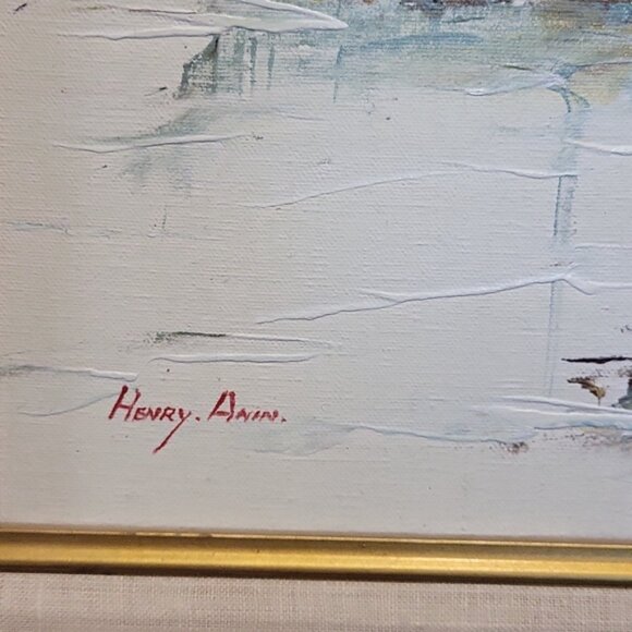 Mid Century Henry Anin Painting Japanese Harbor Scene Signed - Picture 7 of 15